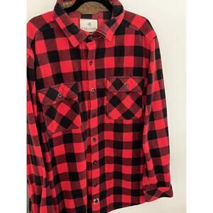 Flannel Mens L Shirt Shacket Fleece Buffalo Check Oversized Outdoors Western